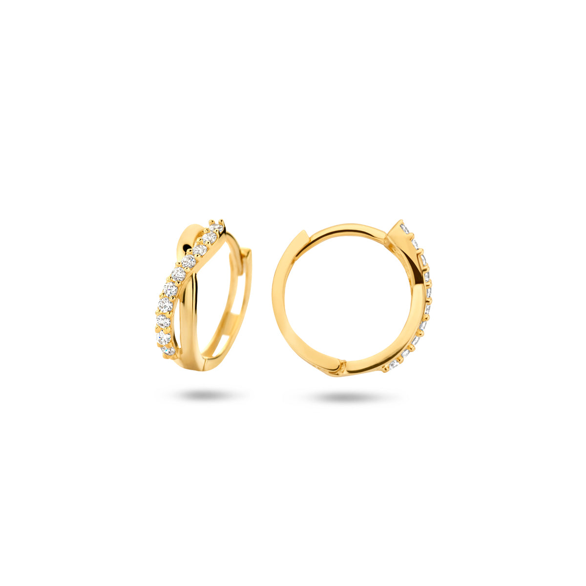 9k Goud Klapoorringen Zirkonia 12,5mm