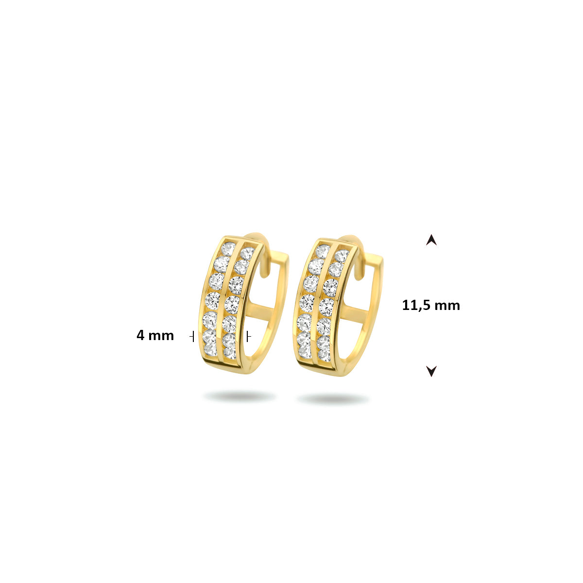 9k Goud Klapoorringen Zirkonia 11,5mm