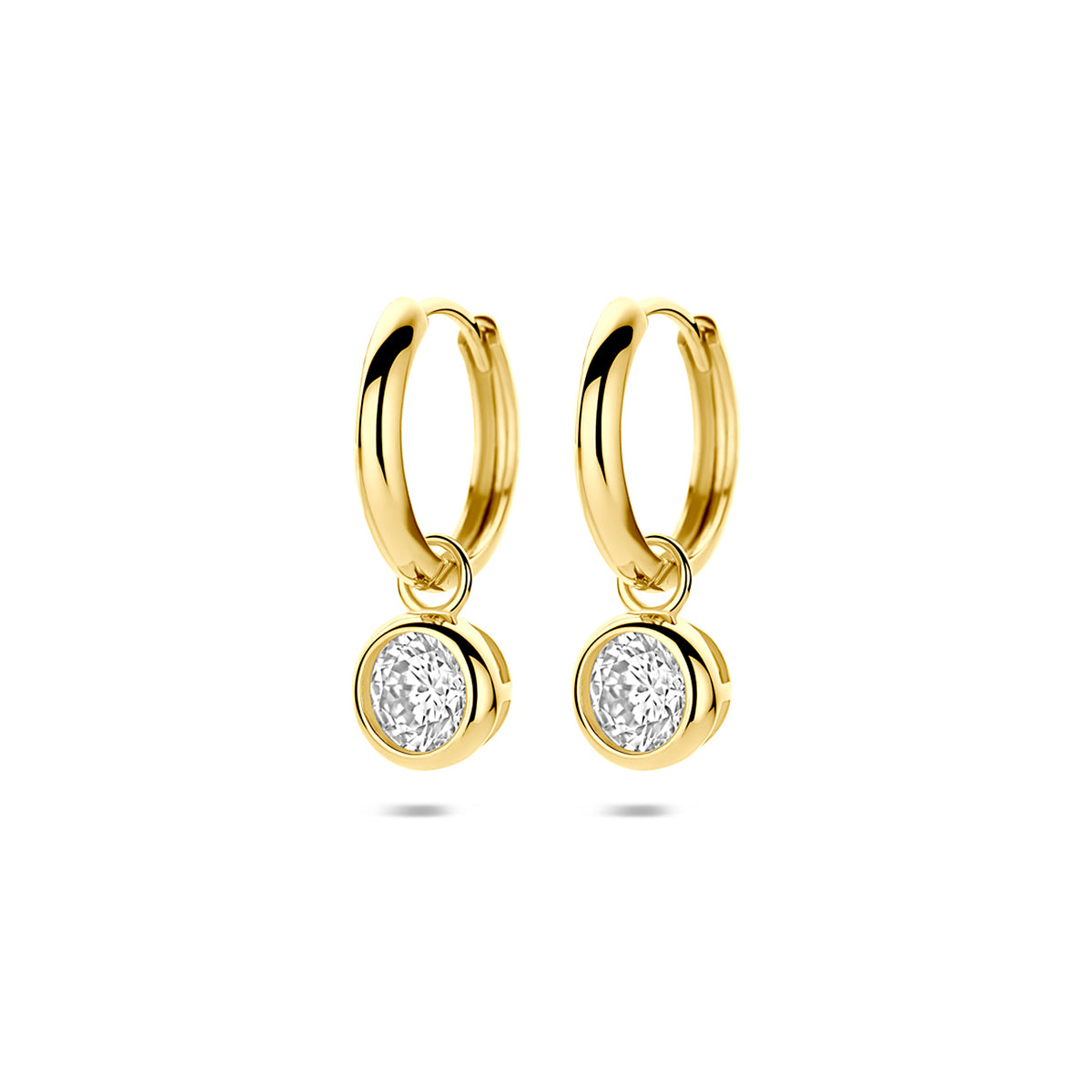 9k Goud Klapoorringen Zirkonia 20mm