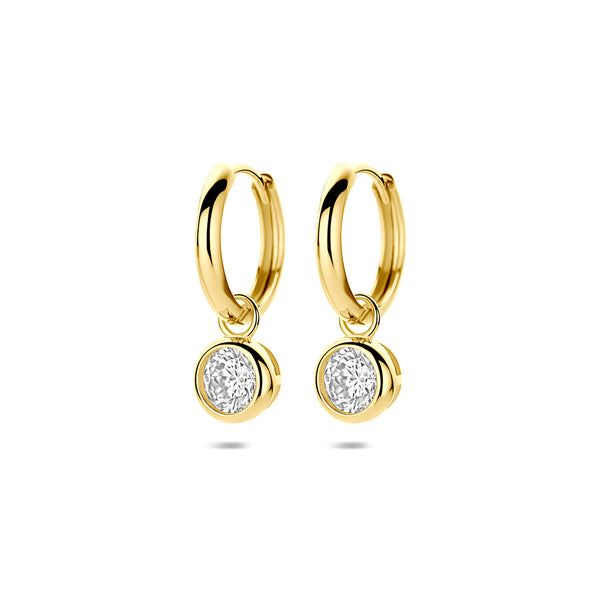 9k Goud Klapoorringen Zirkonia 20mm
