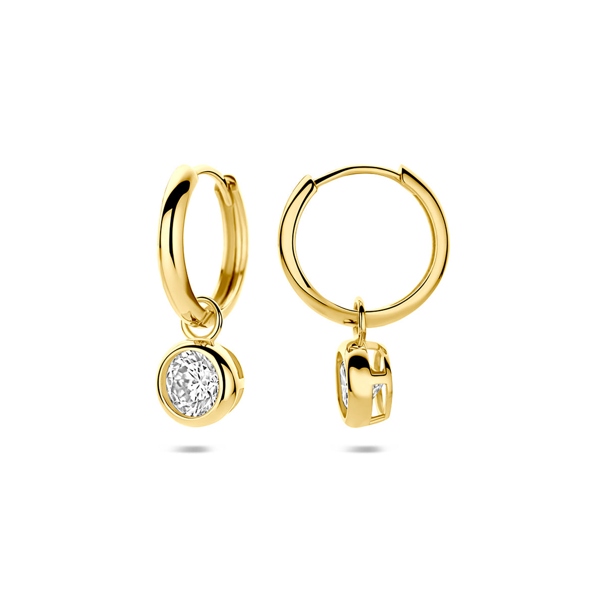 9k Goud Klapoorringen Zirkonia 20mm
